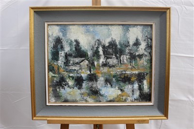 Lot 1323 - Kidd, twentieth century oil on board - abstract landscape, signed, framed