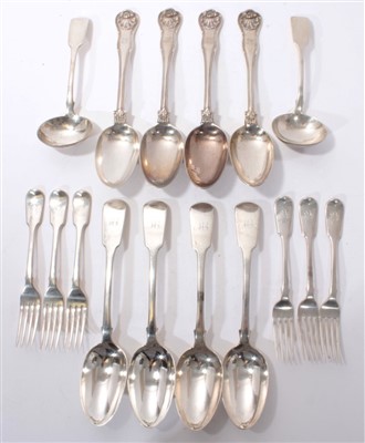 Lot 547 - Mixed group of Georgian and later silver flatware