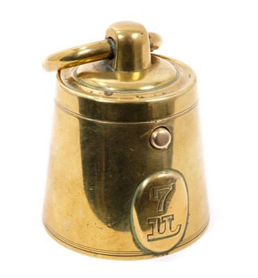 Lot 1260 - Antique novelty brass inkwell in the form of a  7lb weight