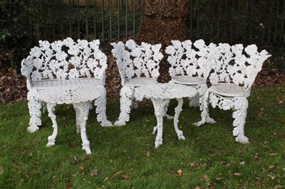 Lot 1631 - Late 19th century, possibly American, suite of white painted aluminium garden furniture Provenance: The "Bunny" Roger Collection, Sotheby's, January 1998