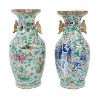 Lot 202 - Pair late 19th century Chinese baluster vases