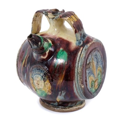 Lot 254 - 18th/19th century  glazed pottery barrel-shaped vessel