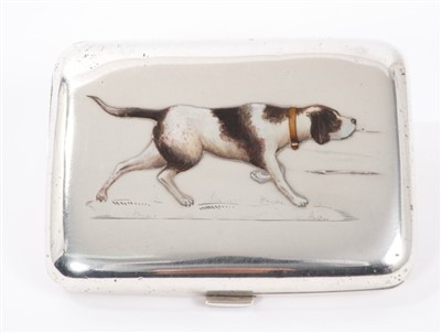 Lot 504 - Early 20th century Continental silver cigarette case with fine enamelled image of a Pointer dog.