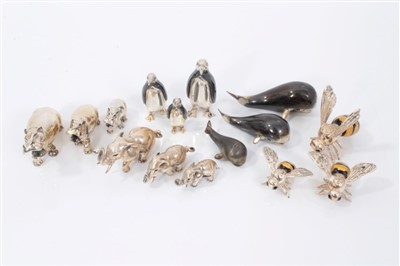 Lot 1160 - Group of silver and enamelled miniature models