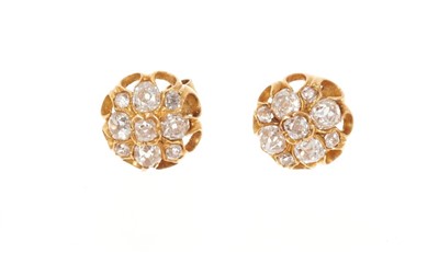 Lot 678 - Pair of Victorian diamond cluster earrings