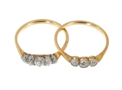 Lot 683 - Two 18ct diamond rings