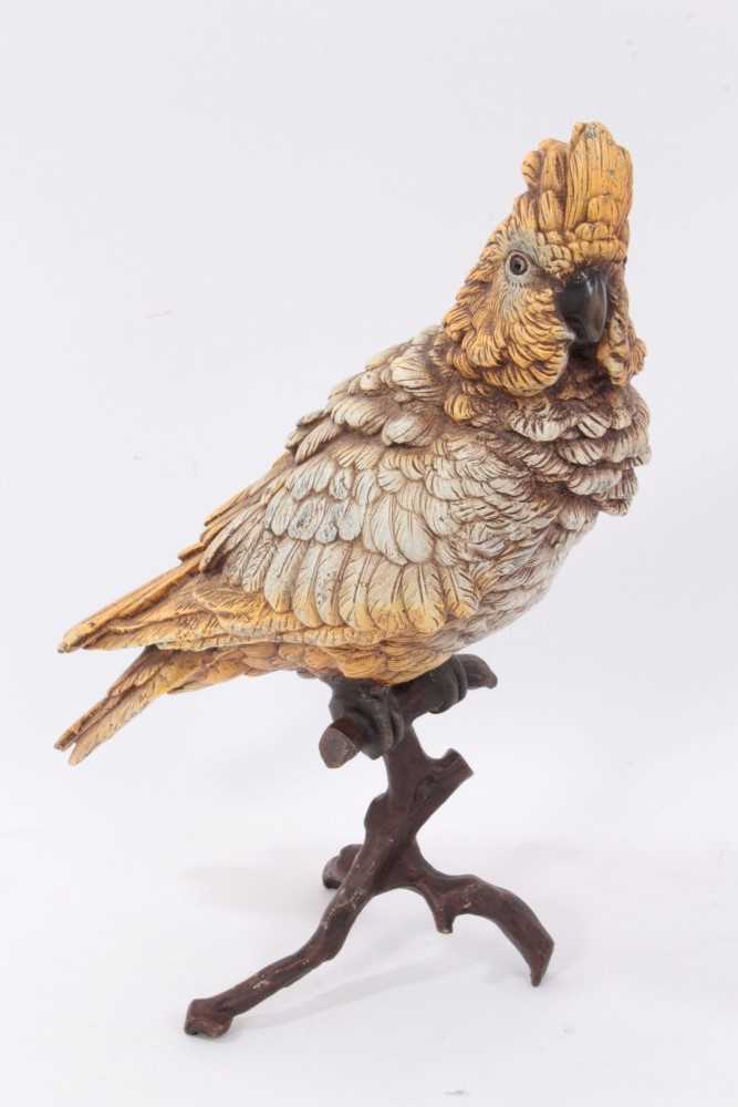 Lot 1164 - Early 20th century style cold painted bronze figure of a cockatoo