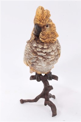 Lot 1164 - Early 20th century style cold painted bronze figure of a cockatoo