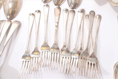 Lot 251 - Composite Georgian silver Old English Feather Edge table service
