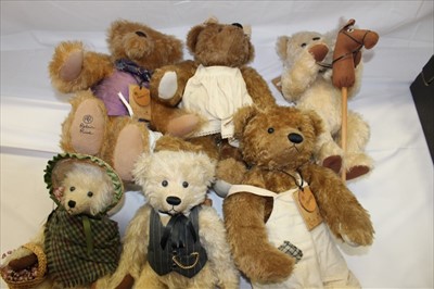 Lot 2787 - Modern Designer Teddy Bears selection includes Henry Higgins and Eliza Doolittle, Edward V11, Stanley etc. All by Robin Rive and with swing tags