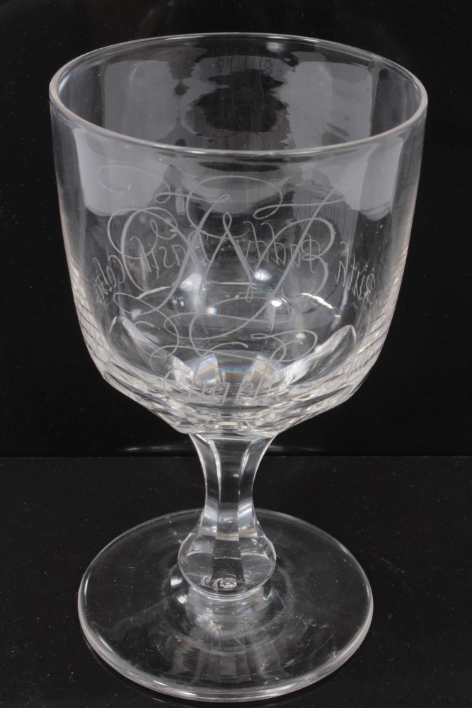 Lot 378 Presentation Crystal Wine Goblet Engraved