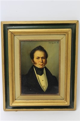 Lot 1333 - Pierre Laurent Canon (1787-1852) oil on board - portrait of a young gentleman, signed and dated 1838, in gilt and painted frame, 21cm x 15cm