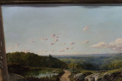 Lot 1339 - Edmund John Niemann (1813-1876) oil on canvas - Extensive Landscape near Tunbridge Wells, signed and inscribed, in gilt frame, 75cm x 126cm  
 Provenance: Alexander Gallery, Sloane Street, London