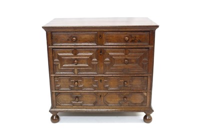 Lot 1700 - Charles II oak geometric chest of drawers