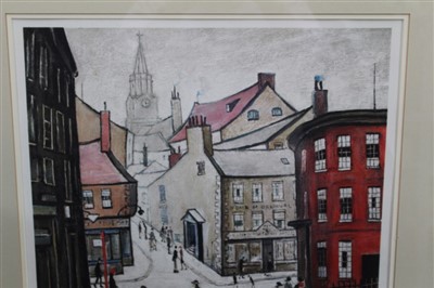 Lot 1354 - *Laurence Stephen Lowry (1887-1967) signed lithograph - Berwick Upon Tweed, signed in pencil lower right, Fine Art blindstamp lower left, in glazed frame, 56cm x 45cm