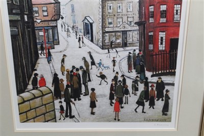 Lot 1354 - *Laurence Stephen Lowry (1887-1967) signed lithograph - Berwick Upon Tweed, signed in pencil lower right, Fine Art blindstamp lower left, in glazed frame, 56cm x 45cm