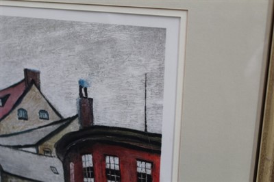 Lot 1354 - *Laurence Stephen Lowry (1887-1967) signed lithograph - Berwick Upon Tweed, signed in pencil lower right, Fine Art blindstamp lower left, in glazed frame, 56cm x 45cm