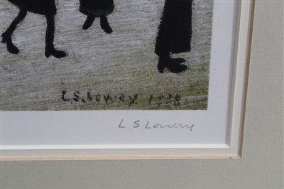Lot 1354 - *Laurence Stephen Lowry (1887-1967) signed lithograph - Berwick Upon Tweed, signed in pencil lower right, Fine Art blindstamp lower left, in glazed frame, 56cm x 45cm
