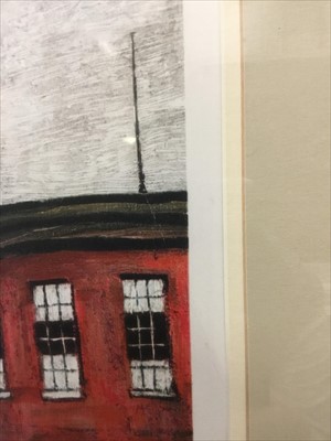Lot 1354 - *Laurence Stephen Lowry (1887-1967) signed lithograph - Berwick Upon Tweed, signed in pencil lower right, Fine Art blindstamp lower left, in glazed frame, 56cm x 45cm
