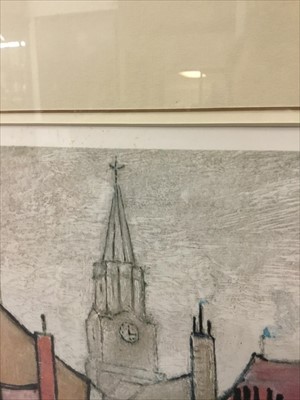 Lot 1354 - *Laurence Stephen Lowry (1887-1967) signed lithograph - Berwick Upon Tweed, signed in pencil lower right, Fine Art blindstamp lower left, in glazed frame, 56cm x 45cm