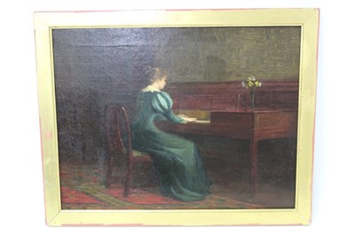 Lot 1416 - Duncan Mackellar (1849-1908) oil on canvas - The Pianist, signed, in gilt frame, 34cm x 24cm