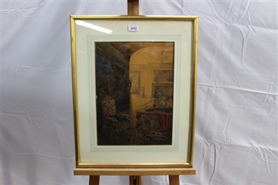 Lot 399 - H. R. Kinsley, early 20th century, watercolour - a country house interior, signed, in glazed gilt frame, 41cm x 30cm
Exhibited: Royal Institute Of Painters In Water Colour