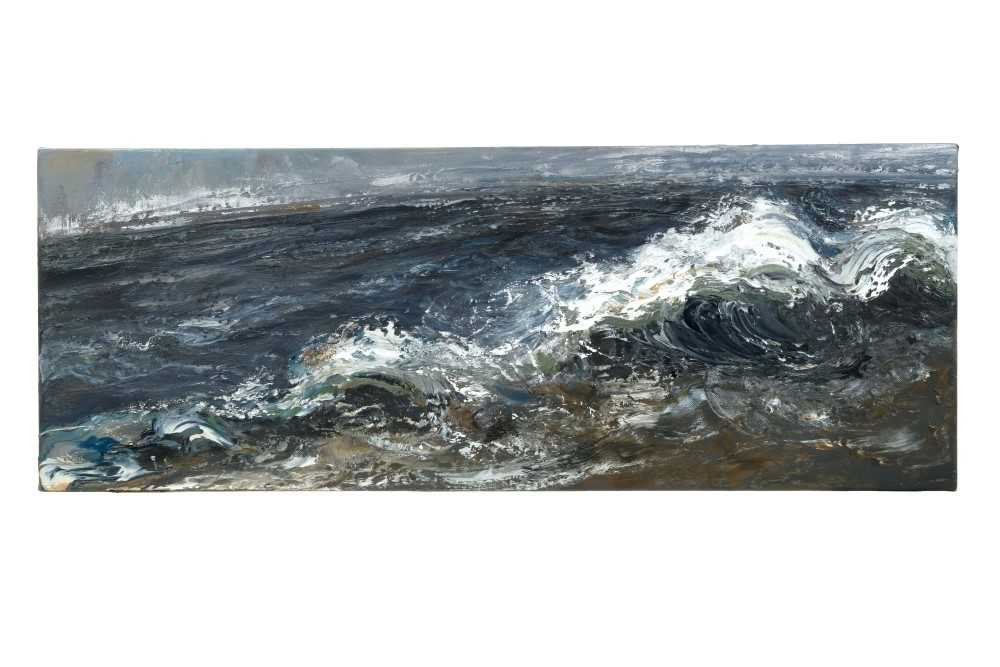 Lot 1432 - *Maggi Hambling (b.1945) oil on canvas - Dark Morning, signed verso and dated ‘05, , 30cm x 80cm