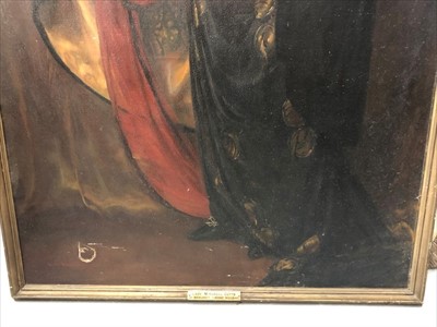 Lot 1076 - Margaret Lindsay Williams (act.1910-1960) large oil on canvas - a life-size portrait of Lady Mitchell Cotts bejewelled and wearing an evening gown, framed, 230cm x 124cm