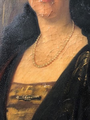 Lot 1076 - Margaret Lindsay Williams (act.1910-1960) large oil on canvas - a life-size portrait of Lady Mitchell Cotts bejewelled and wearing an evening gown, framed, 230cm x 124cm