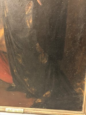 Lot 1076 - Margaret Lindsay Williams (act.1910-1960) large oil on canvas - a life-size portrait of Lady Mitchell Cotts bejewelled and wearing an evening gown, framed, 230cm x 124cm