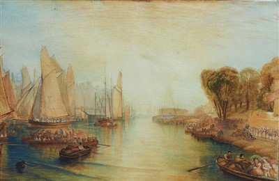 Lot 1462 - After Joseph Mallord William Turner, R.A., pencil and watercolour - East Cowes Castle