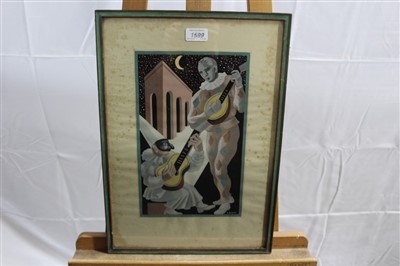 Lot 1599 - Gino Severini (1893-1966) Serenade to the Moon, pochoir print, glazed frame