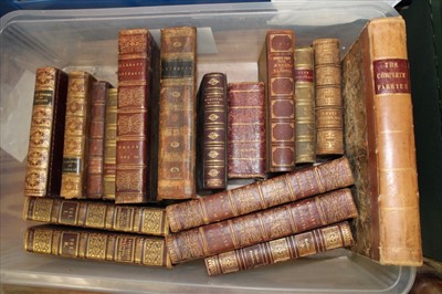 Lot 2627 - Box antiquarian books with decorative leather bindings including The Complete Farrier