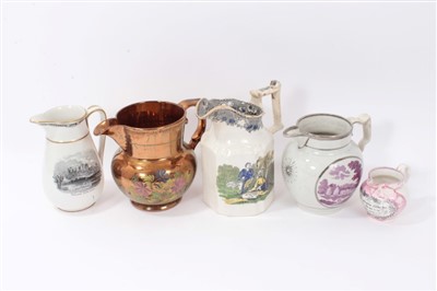 Lot 349 - Five 19th century English pottery jugs