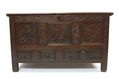 Lot 1726 - Charles II oak mule chest