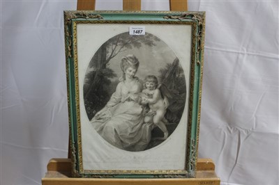 Lot 1487 - Angelica Kauffman 18th century black and white stipple on laid paper by T. Cheeseman - The Right Hon. The Marchioness of Townshend, published May 16. 1792 by P. Borgnis, in gilt and painted frame,...