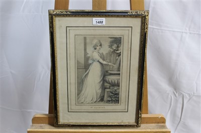 Lot 1488 - Richard Conway 18th century coloured stipple by John Conde - Mrs Jackson, published by J Conde April 1794, in glazed gilt and ebonised frame, 36cm x 26cm