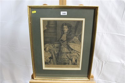 Lot 1490 - P. Lely engraving by A. Blooteling black and white engraving - portrait of James, Duke of Monmouth & Buccluch..., in glazed gilt frame, 35cm x 25cm