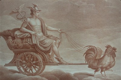 Lot 1493 - Carlo Lasinio (1759-1838) set of eight plates in sanguine on thick woven paper - "Sette Pianti dipinti da Raffaele d'Urbino nella Sala Borgia del Vaticano", Mercurius, Sol, Luna, Mars, Venus, Juppi...