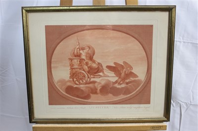 Lot 1493 - Carlo Lasinio (1759-1838) set of eight plates in sanguine on thick woven paper - "Sette Pianti dipinti da Raffaele d'Urbino nella Sala Borgia del Vaticano", Mercurius, Sol, Luna, Mars, Venus, Juppi...