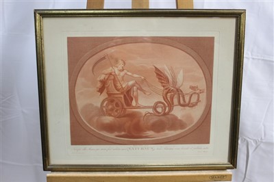Lot 1493 - Carlo Lasinio (1759-1838) set of eight plates in sanguine on thick woven paper - "Sette Pianti dipinti da Raffaele d'Urbino nella Sala Borgia del Vaticano", Mercurius, Sol, Luna, Mars, Venus, Juppi...