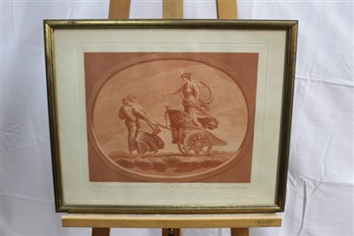 Lot 1493 - Carlo Lasinio (1759-1838) set of eight plates in sanguine on thick woven paper - "Sette Pianti dipinti da Raffaele d'Urbino nella Sala Borgia del Vaticano", Mercurius, Sol, Luna, Mars, Venus, Juppi...