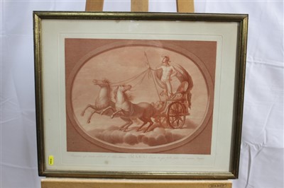 Lot 1493 - Carlo Lasinio (1759-1838) set of eight plates in sanguine on thick woven paper - "Sette Pianti dipinti da Raffaele d'Urbino nella Sala Borgia del Vaticano", Mercurius, Sol, Luna, Mars, Venus, Juppi...