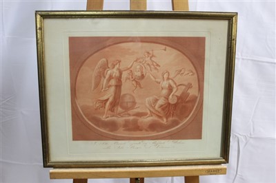 Lot 1493 - Carlo Lasinio (1759-1838) set of eight plates in sanguine on thick woven paper - "Sette Pianti dipinti da Raffaele d'Urbino nella Sala Borgia del Vaticano", Mercurius, Sol, Luna, Mars, Venus, Juppi...