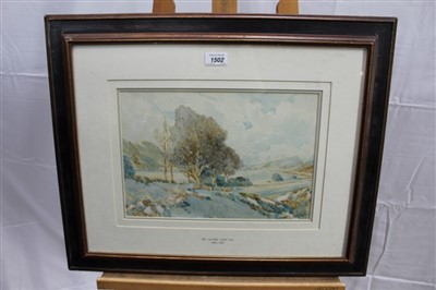 Lot 1502 - Sir Alfred East (1849-1913) watercolour - Lakeside scene, initialled, in glazed frame, 24cm x 35cm