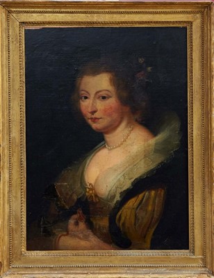 Lot 1517 - Early 19th century Continental school oil on canvas laid on panel - portrait of a lady, in gilt frame, 65cm x 48cm