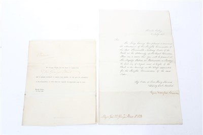Lot 130 - The Coronation of H.M. King George IV, letter from Sir George Nayler