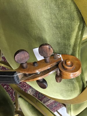 Lot 3565 - 20th Century violin marked Stainer, in an antique mahogany violin box