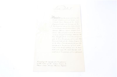 Lot 131 - H.M. Queen Victoria, signed grant appointing Edwin Felix Thomas Atkinson