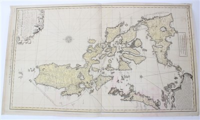 Lot 1089 - George Moritz Lowitz (1722-1774) hand coloured map ‘Cart hydrographique & chorographique des Isles Philippines’, circa 1750, 97 x 53cm